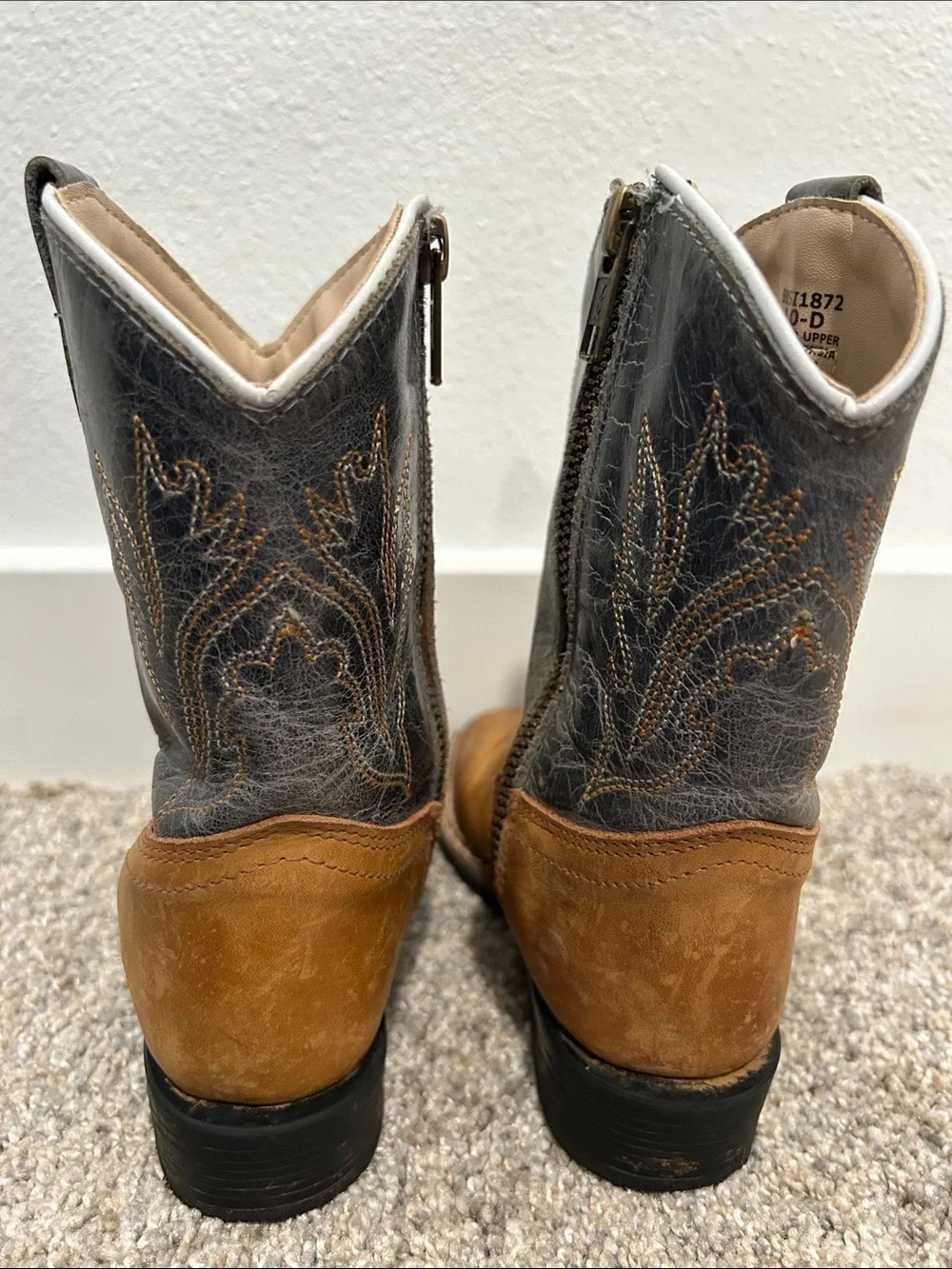 Cody James Kids Brown and Blue Western Zipper Boots